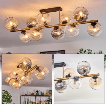 Koyoto Plafondlamp, Kogellampje Goud, Zwart, 10-lichts