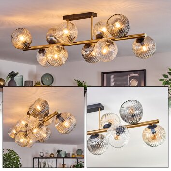 Ripoll Plafondlamp, Kogellampje Goud, Zwart, 10-lichts