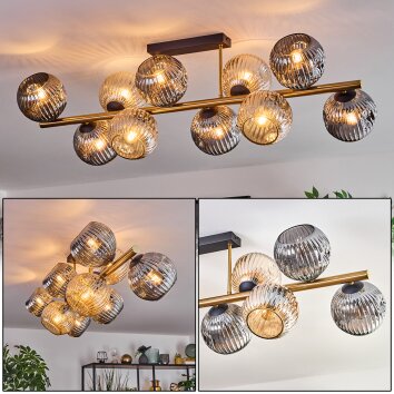 Ripoll Plafondlamp, Kogellampje Goud, Zwart, 10-lichts