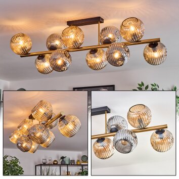 Ripoll Plafondlamp, Kogellampje Goud, Zwart, 10-lichts