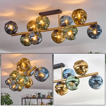 Ripoll Plafondlamp, Kogellampje Goud, Zwart, 10-lichts