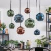 Ripoll Hanglamp, Kogellampje, Hanglamp Blauw, Groen, Koperkleurig, 8-lichts