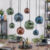 Ripoll Hanglamp, Kogellampje, Hanglamp Blauw, Groen, Koperkleurig, 8-lichts