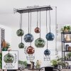 Ripoll Hanglamp, Kogellampje, Hanglamp Blauw, Groen, Koperkleurig, 8-lichts