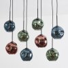 Ripoll Hanglamp, Kogellampje, Hanglamp Blauw, Groen, Koperkleurig, 8-lichts