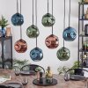 Ripoll Hanglamp, Kogellampje, Hanglamp Blauw, Groen, Koperkleurig, 8-lichts