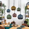 Koyoto Hanglamp, Kogellampje, Hanglamp Blauw, Goud, Groen, Koperkleurig, 6-lichts