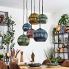 Koyoto Hanglamp, Kogellampje, Hanglamp Blauw, Goud, Groen, Koperkleurig, 6-lichts