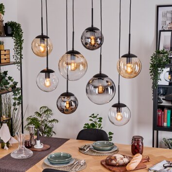 Gastor Hanglamp, Kogellampje, Hanglamp Amber, Duidelijk, Rookkleurig, 8-lichts