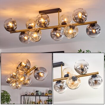 Ripoll Plafondlamp, Kogellampje Goud, Zwart, 10-lichts