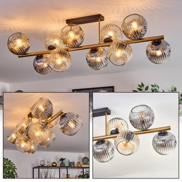 Ripoll Plafondlamp, Kogellampje Goud, Zwart, 10-lichts