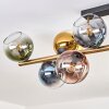 Koyoto Plafondlamp, Kogellampje Goud, Zwart, 10-lichts