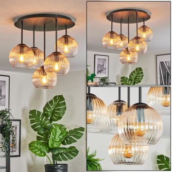 Koyoto Plafondlamp, Kogellampje 41 cm Amber, Duidelijk, 5-lichts
