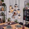 Gastor Hanglamp, Kogellampje, Hanglamp Amber, Chroom, Duidelijk, Rookkleurig, 8-lichts