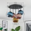 Koyoto Plafondlamp, Kogellampje 45 cm Blauw, Goud, Koperkleurig, 5-lichts