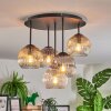 Ripoll Plafondlamp, Kogellampje Amber, Duidelijk, Rookkleurig, 5-lichts