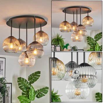 Ripoll Plafondlamp, Kogellampje Amber, Duidelijk, Rookkleurig, 5-lichts