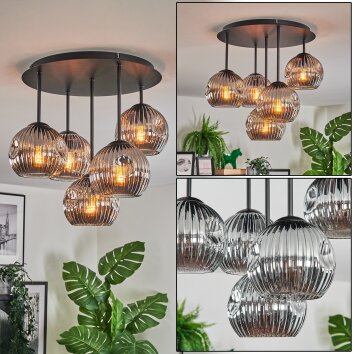 Ripoll Plafondlamp, Kogellampje Rookkleurig, 5-lichts