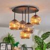 Ripoll Plafondlamp, Kogellampje Amber, Rookkleurig, 5-lichts
