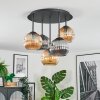 Ripoll Plafondlamp, Kogellampje Amber, Rookkleurig, 5-lichts