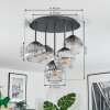 Ripoll Plafondlamp, Kogellampje Duidelijk, Rookkleurig, 5-lichts