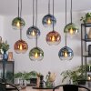 Koyoto Hanglamp, Kogellampje, Hanglamp Blauw, Groen, Duidelijk, Koperkleurig, 8-lichts