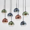 Koyoto Hanglamp, Kogellampje, Hanglamp Blauw, Groen, Duidelijk, Koperkleurig, 8-lichts