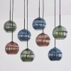 Koyoto Hanglamp, Kogellampje, Hanglamp Blauw, Groen, Koperkleurig, 8-lichts