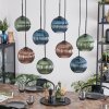 Koyoto Hanglamp, Kogellampje, Hanglamp Blauw, Groen, Koperkleurig, 8-lichts