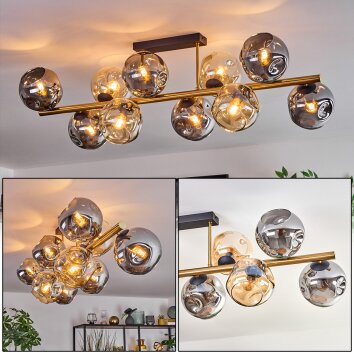 Ripoll Plafondlamp, Kogellampje Goud, Zwart, 10-lichts