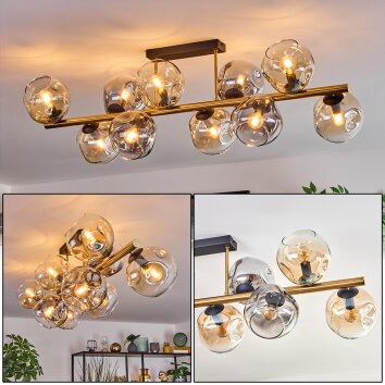 Ripoll Plafondlamp, Kogellampje Goud, Zwart, 10-lichts