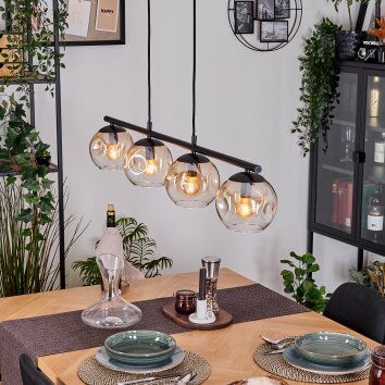 Ripoll Hanglamp, Kogellampje, Hanglamp Amber, Duidelijk, 4-lichts