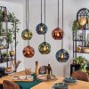 Ripoll Hanglamp, Kogellampje, Hanglamp Blauw, Groen, Koperkleurig, 6-lichts