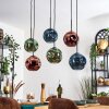 Ripoll Hanglamp, Kogellampje, Hanglamp Blauw, Groen, Koperkleurig, 6-lichts