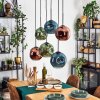 Ripoll Hanglamp, Kogellampje, Hanglamp Blauw, Groen, Koperkleurig, 6-lichts
