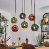 Ripoll Hanglamp, Kogellampje, Hanglamp Blauw, Groen, Koperkleurig, 6-lichts