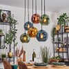 Ripoll Hanglamp, Kogellampje, Hanglamp Blauw, Goud, Groen, Koperkleurig, 6-lichts