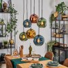 Ripoll Hanglamp, Kogellampje, Hanglamp Blauw, Goud, Groen, Koperkleurig, 6-lichts