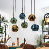 Ripoll Hanglamp, Kogellampje, Hanglamp Blauw, Goud, Groen, 6-lichts