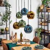 Ripoll Hanglamp, Kogellampje, Hanglamp Blauw, Goud, Groen, 6-lichts