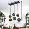 Ripoll Hanglamp, Kogellampje, Hanglamp Blauw, Goud, Groen, 6-lichts