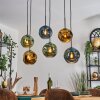 Ripoll Hanglamp, Kogellampje, Hanglamp Blauw, Goud, Groen, 6-lichts