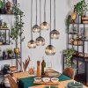Ripoll Hanglamp, Kogellampje, Hanglamp Amber, Duidelijk, Rookkleurig, 6-lichts