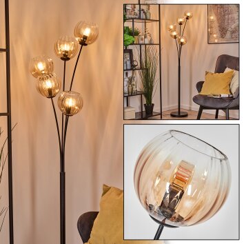 Koyoto Kogellampje, Staande lamp Amber, Duidelijk, 5-lichts