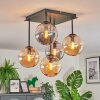 Gastor Plafondlamp, Kogellampje Amber, Rookkleurig, 5-lichts