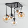 Gastor Plafondlamp, Kogellampje Amber, Duidelijk, Rookkleurig, 5-lichts