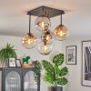 Gastor Plafondlamp, Kogellampje Amber, Duidelijk, Rookkleurig, 5-lichts
