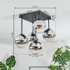 Gastor Plafondlamp, Kogellampje Chroom, Duidelijk, Rookkleurig, 5-lichts