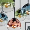 Gastor Plafondlamp, Kogellampje Blauw, Groen, Duidelijk, Koperkleurig, 5-lichts