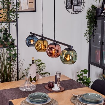 Ripoll Hanglamp, Kogellampje, Hanglamp Blauw, Goud, Groen, Koperkleurig, 4-lichts